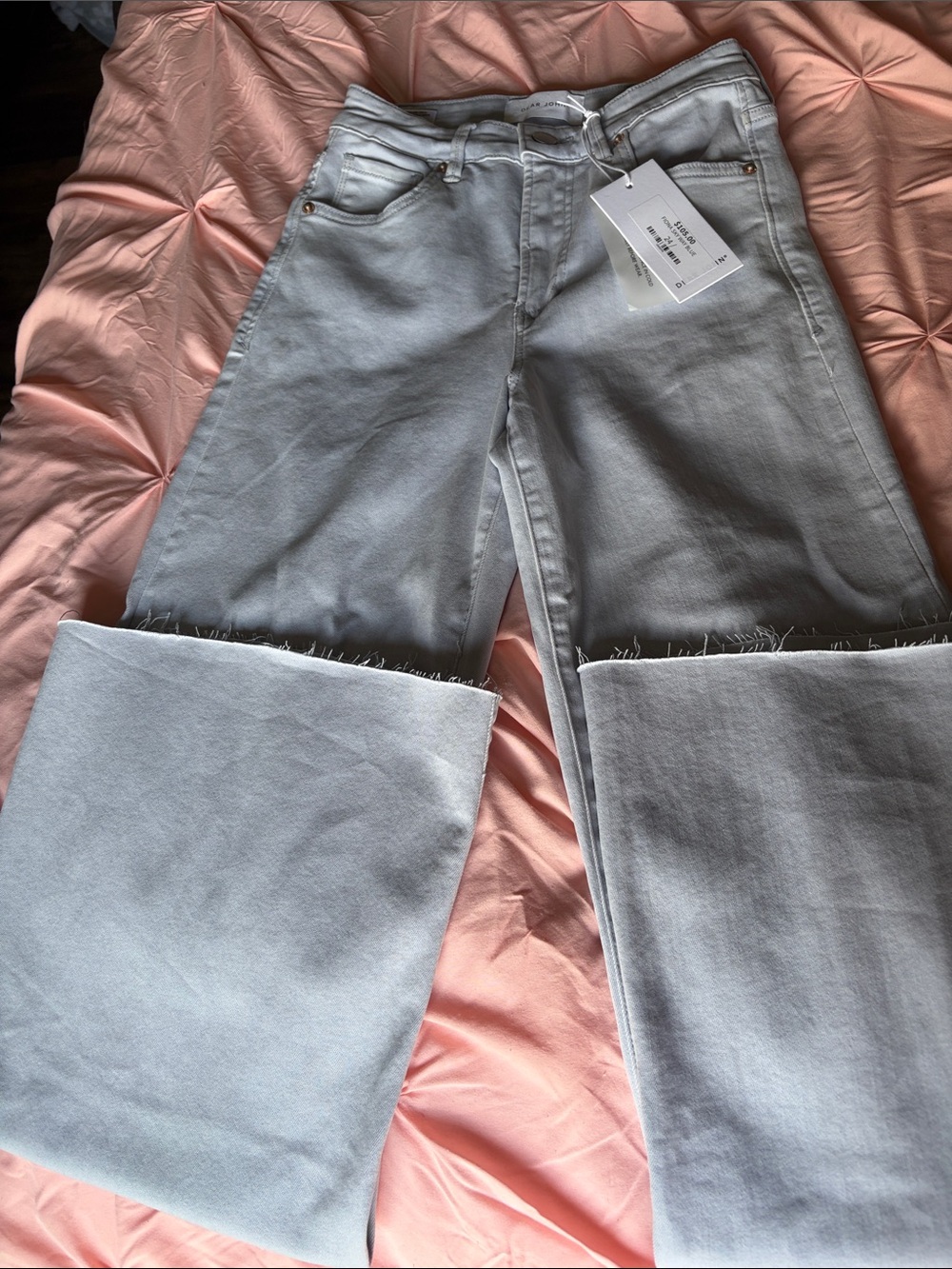 Dear John Light Gray Wide-Leg Jeans with Raw Hem